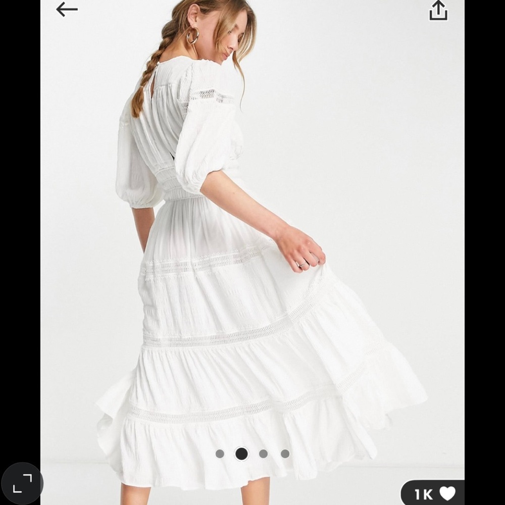ASOS Edition Maxi dress with ruched detail and lace inserts. White. Worn once.